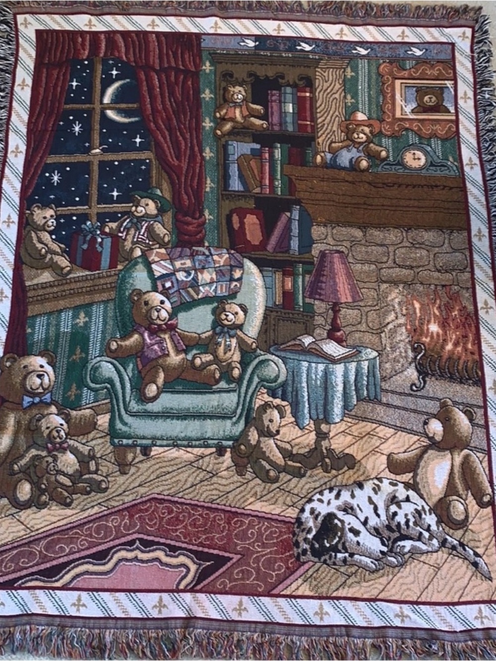 Vintage Tapestry Throw Blanket, 62” x 50”